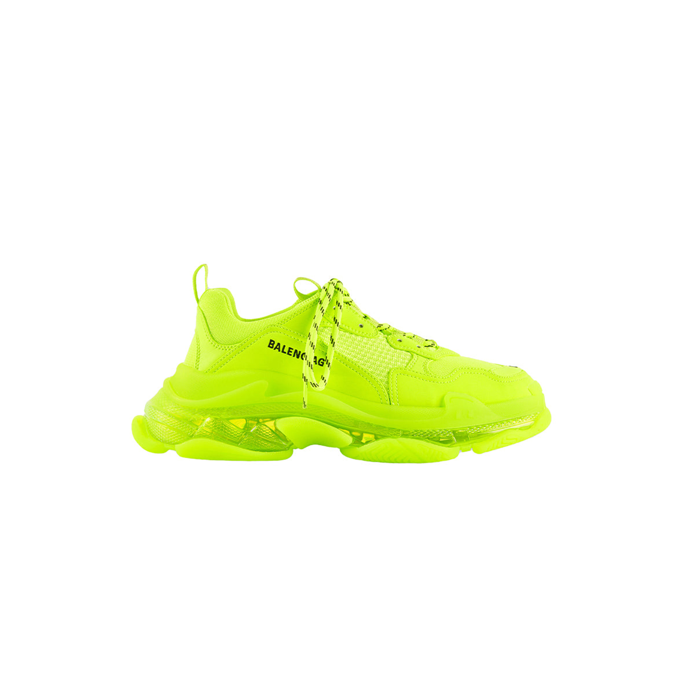 BALENCIAGA TRIPLE S MESH AND FAUX LEATHER TRAINERS IN FLUO YELLOW 541624W2FF17320